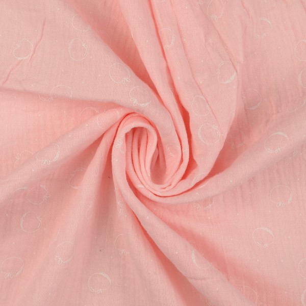 Baumwoll Musselin Double Gauze Äpfel, rosa