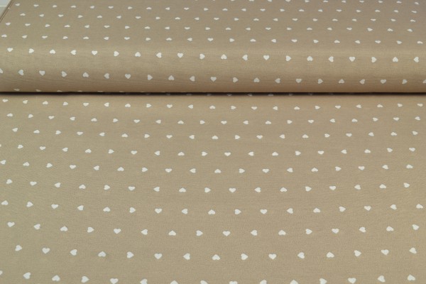 Canvas Deko Stoff Herzchen beige