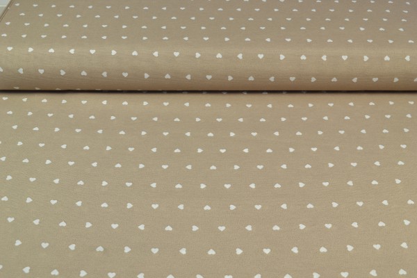 Canvas Deko Stoff Herzchen beige