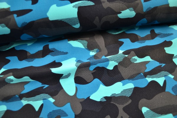 Badeanzugstoff camouflage, blau