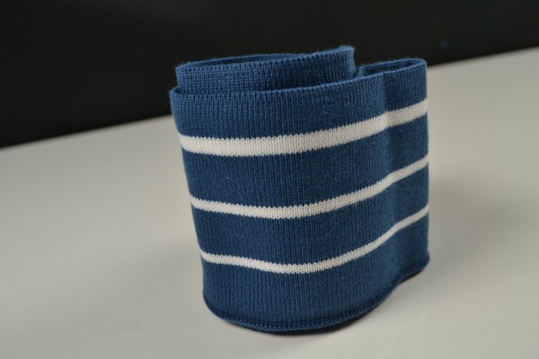 CUFF Bündchen, jeansblau Streifen weiß