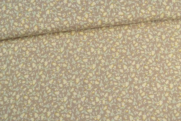 Viskosestoff Blumenmuster, beige
