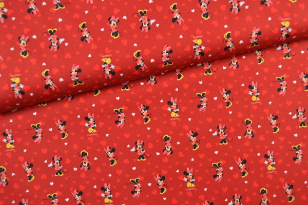 Baumwollstoff Lizenz Minnie Maus, rot