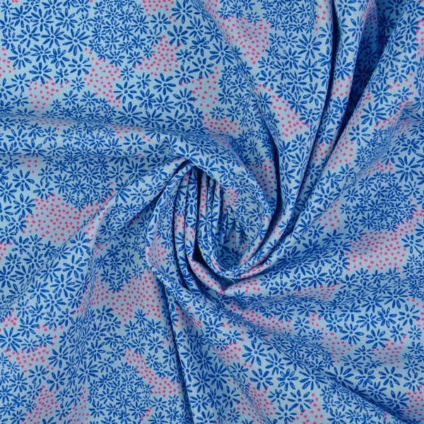 Baumwollstoff Popeline Flower, blau