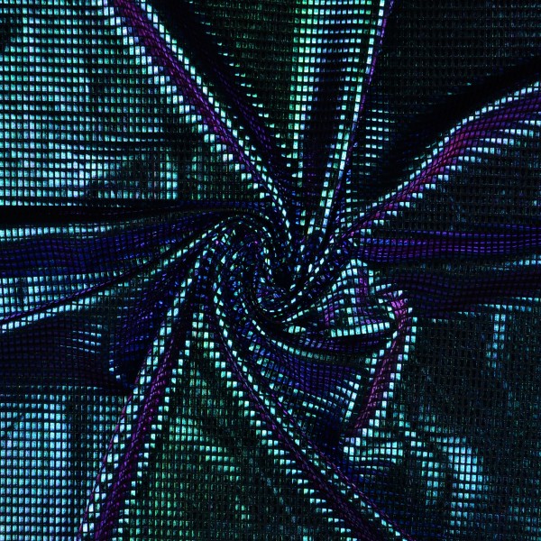 Elastic Folienjersey kleine Kästchen, grün/ blau