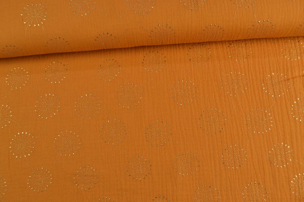 Baumwoll Musselin Double Gauze Pusteblume, orange