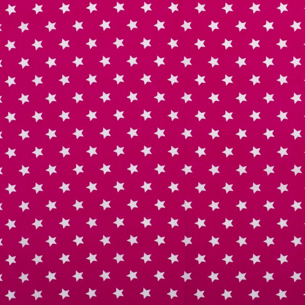 Baumwolle Popeline Stoff Bedruckt Sterne, fuchsia