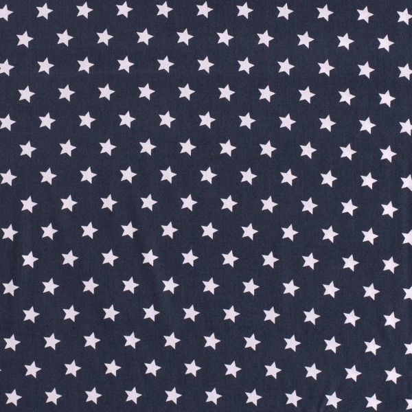 Baumwolle Popeline Stoff Bedruckt Sterne, indigoblau