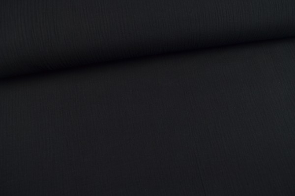 Baumwollstoff Musselin Double Gauze uni, schwarz