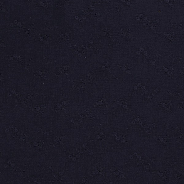 Musselin Stoff Bestickt Blumen, marine