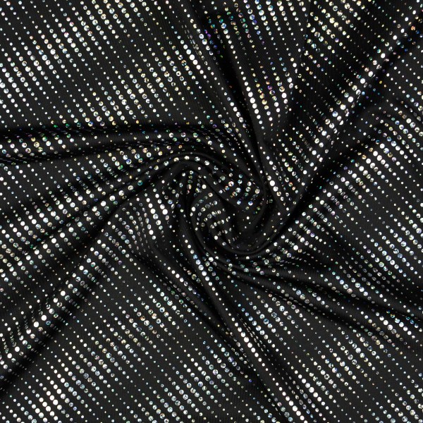 Elastic Folienjersey Pailletten, schwarz/silber Elastic Folienjersey Pailletten, schwarz/silber