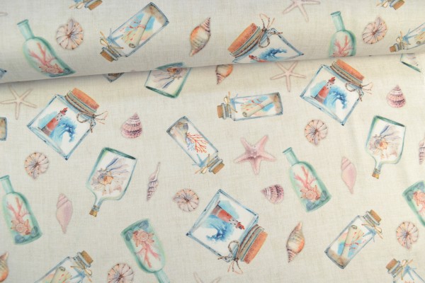 Canvas Deko Stoff Flaschenpost