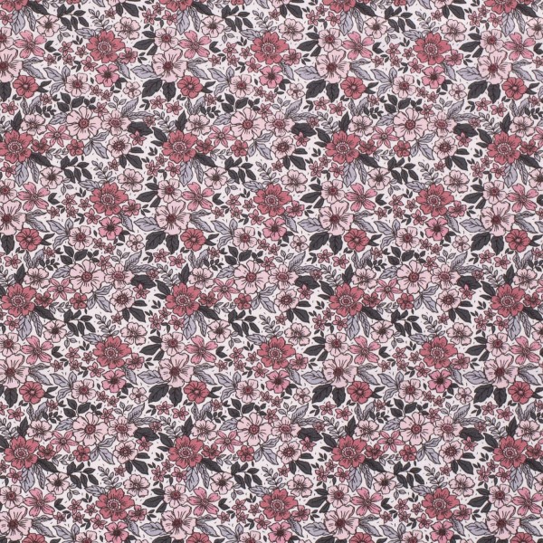 Baumwollstoff Popeline Blumen, pink