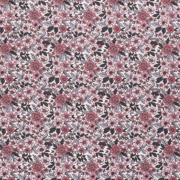 Baumwollstoff Popeline Blumen, pink