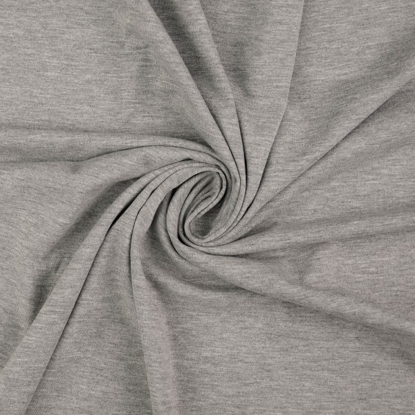 Baumwolljersey uni, grau meliert