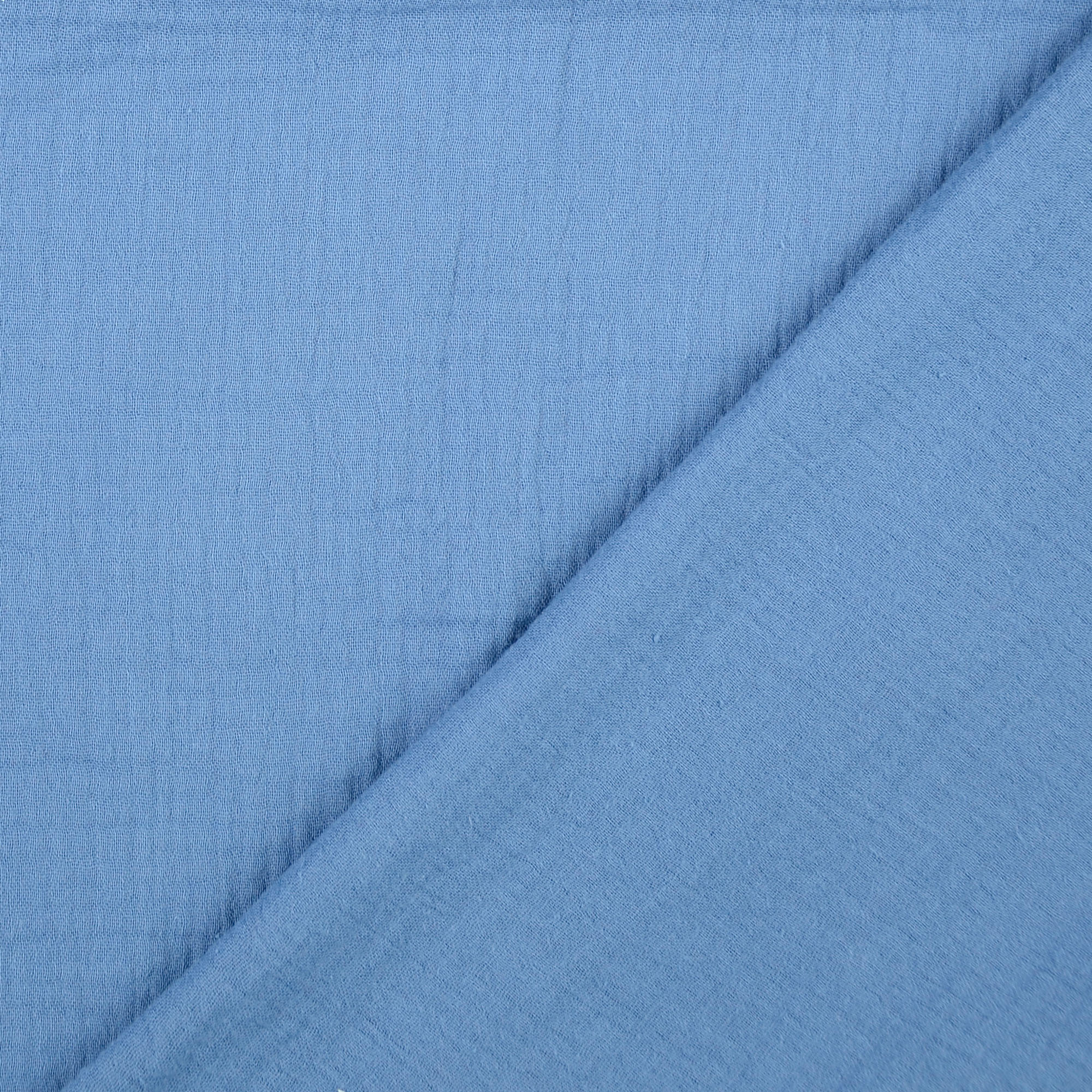 Preis=0,5m Baumwolle Double Gauze Musselin uni meliert jeansblau 
