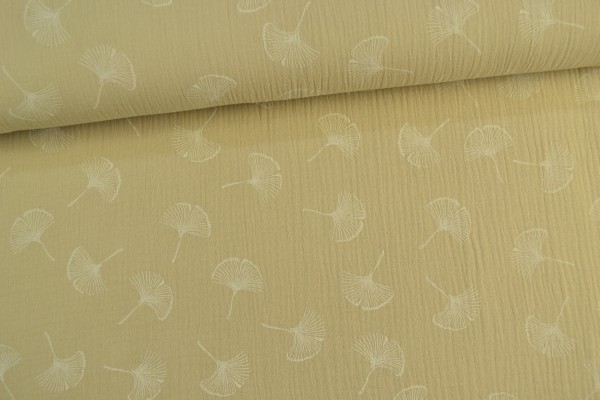 Baumwoll Musselin Double Gauze Ginko, beige
