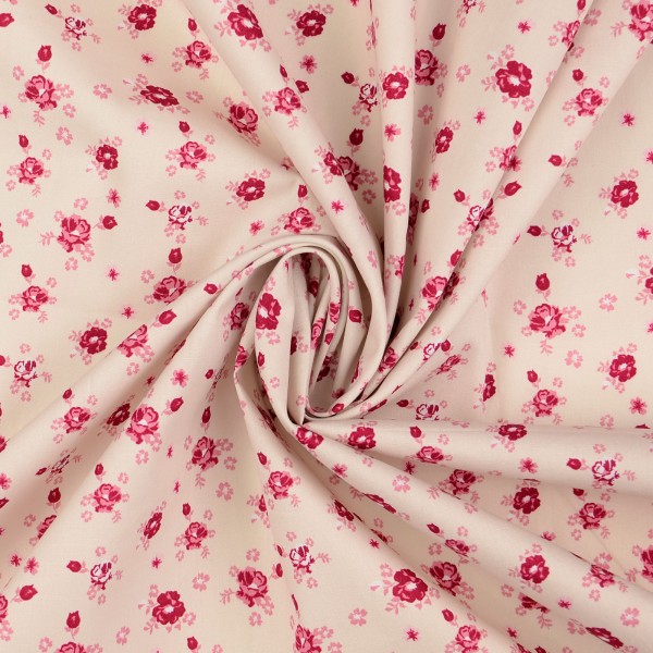 Baumwollstoff Popeline Rosen, rosa