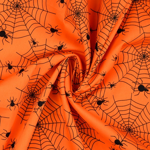 Baumwollstoff Popeline Spinnennetz, orange