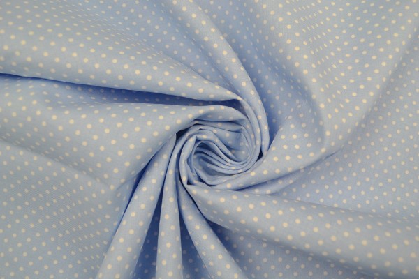 Baumwollstoff kleine Tupfen, hellblau Baumwollstoff kleine Tupfen, hellblau