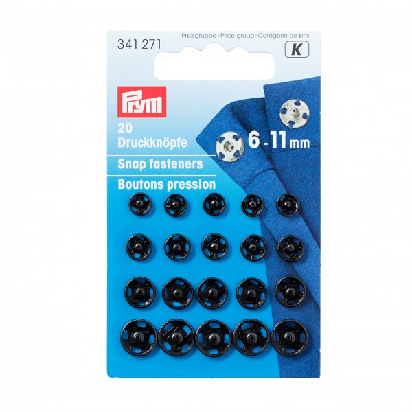 Prym Annäh-Druckknöpfe, 6-11 mm, schwarz