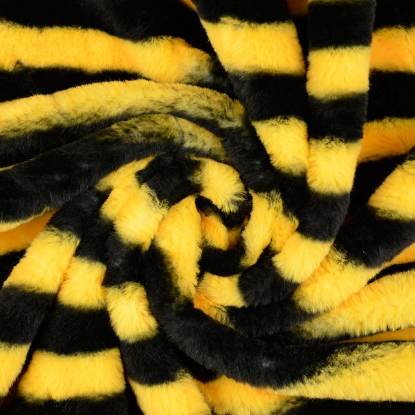 Plüschstoff Biene, schwarz/gelb