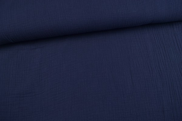 Baumwollstoff Musselin Double Gauze uni, marine