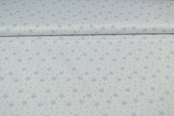 Baumwollstoff Sterne, hellblau